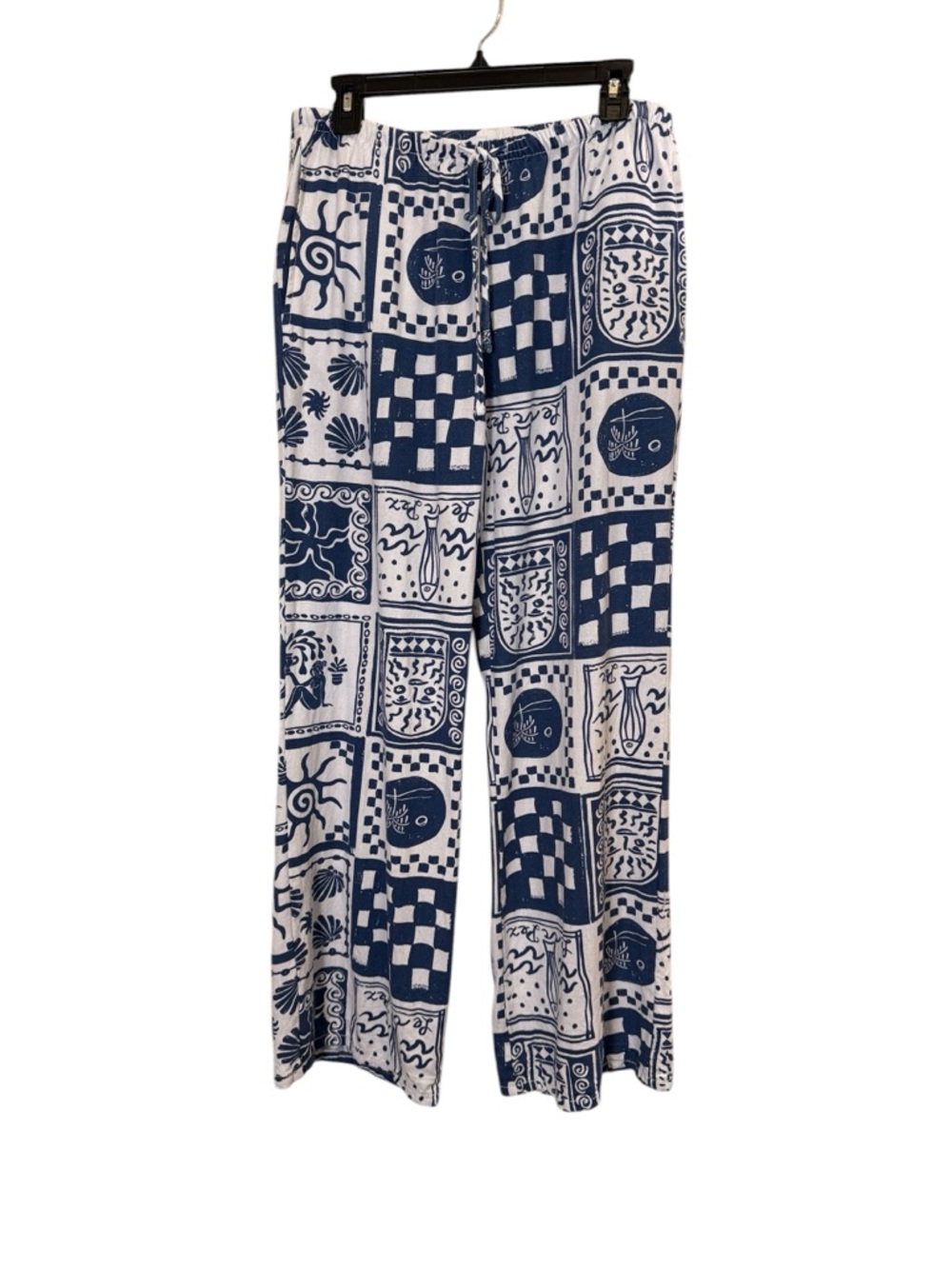 Cali1850 Greek Isles Travel Nautical Surf Lightweight Wide Leg Pants sz M